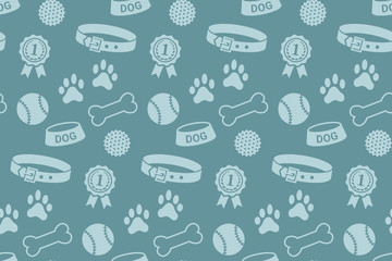 Seamless pattern with dog's stuff
