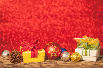 Fototapeta na wymiar Christmas gift boxs with decoration