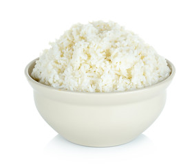 Rice with bowl isolated on the white background