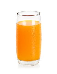 Glass with orange juice isolated on the white background