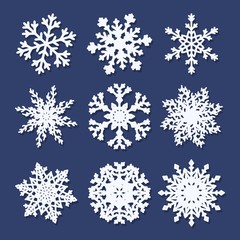 Set of  white paper snowflakes
