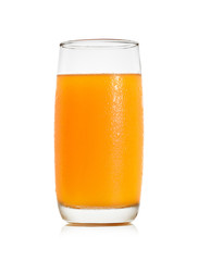 Glass with orange juice isolated on the white background