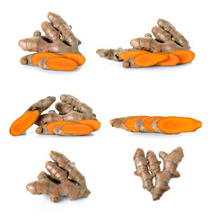 Collection of Turmeric isolated on the white background