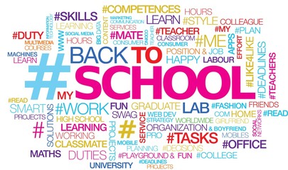 Obraz premium Back to School colored words colors tag cloud text 