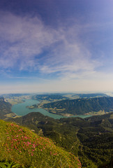 View To Lake Mondsee From Schafbergspitze 1.783m In Salzkammergut In The Morning