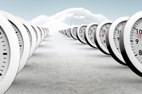 Composite image of clocks - Powered by Adobe