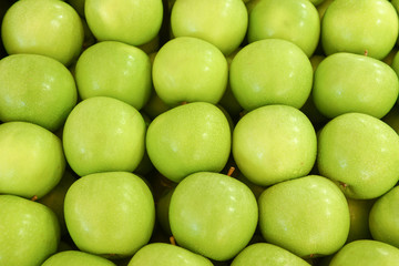 neatly folded green apples