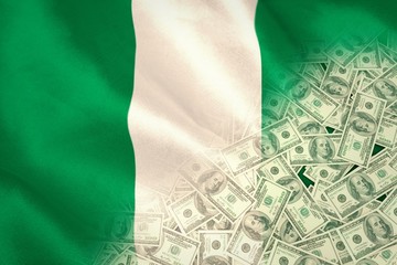 Composite image of pile of dollars