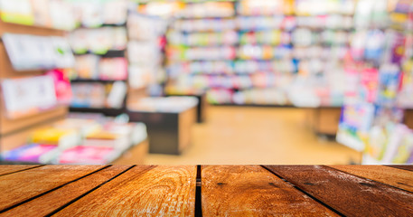 blur image of   book store on shelf