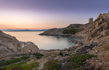 Fototapeta na wymiar Sunrise at Ile Rouse in Corsica