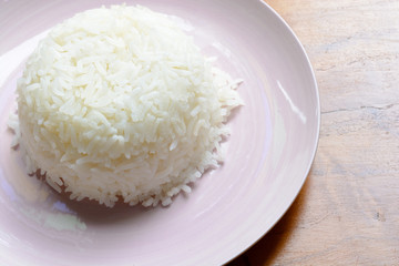 Cooked rice on white dish