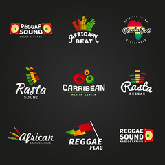 Set of african rastafari sound vector logo designs. Jamaica