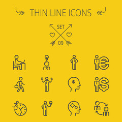 Business thin line icon set