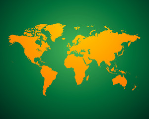 World Map political orange green background. Vector illustration