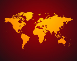 World Map political orange red background. Vector illustration