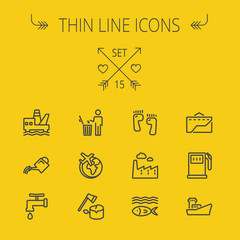 Ecology thin line icon set