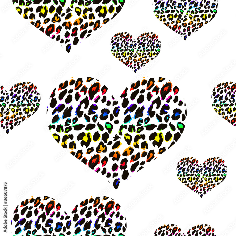 Poster Leopard print pattern. Repeating background 