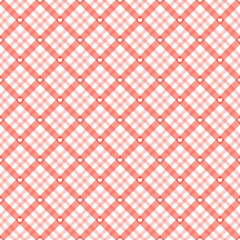 checkered background with hearts