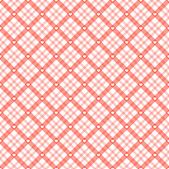 checkered background with hearts