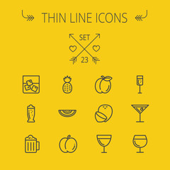 Food thin line icon set