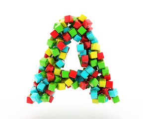 Letters A of colorful cube.