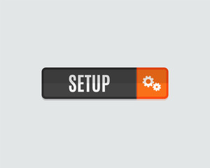 Setup web button, gear icon, flat design