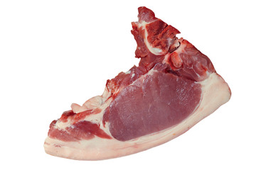 Raw pork meat taken closeup.Isolated.