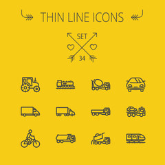 Transportation thin line icon set