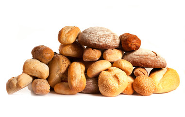 Fototapeta na wymiar assortment of baked bread isolated on white background