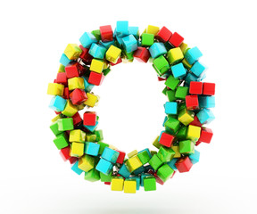 Letters O of colorful cube.
