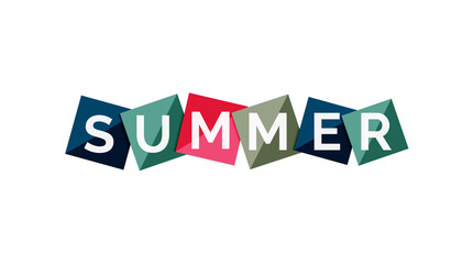Word concept on color geometric shapes - summer