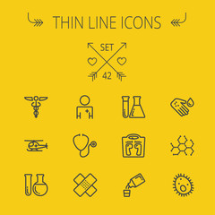 Medicine thin line icon set