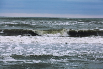 storm on the ocean coast