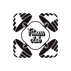 fitness club logo design concept with two barbell