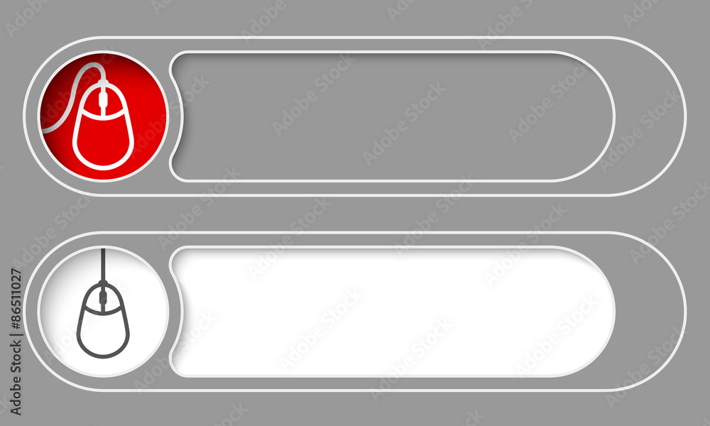 Fototapete set of two simple buttons and mouse symbol