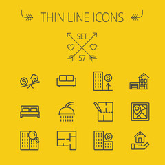 Real Estate thin line icon set