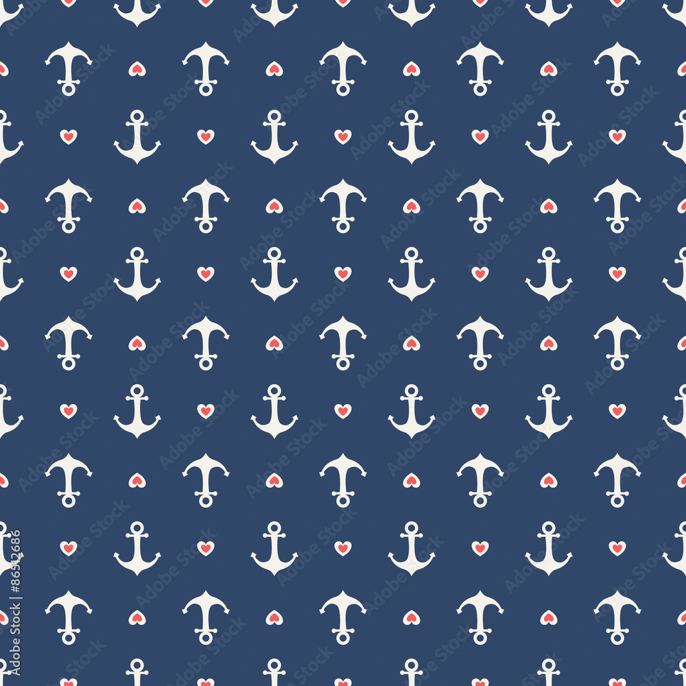 Poster seamless pattern with anchors