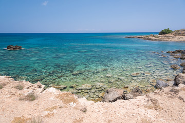 Crystal clear waters and sandstone rocks of the Mediterranean Se