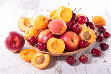 peach,apricot and cherry fruit