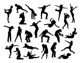 big set of people in action silhouettes 1