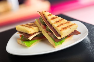 Sandwich, Panini, Coffee.