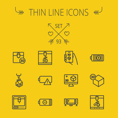 Technology thin line icon set