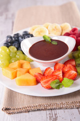 fruits and chocolate dip