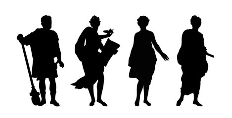 greek gods and heroes silhouettes set