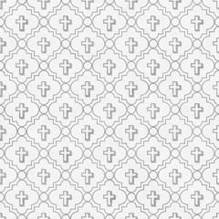 Gray and White Cross Symbol Tile Pattern Repeat Background