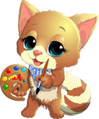 Naklejka premium kitten artist