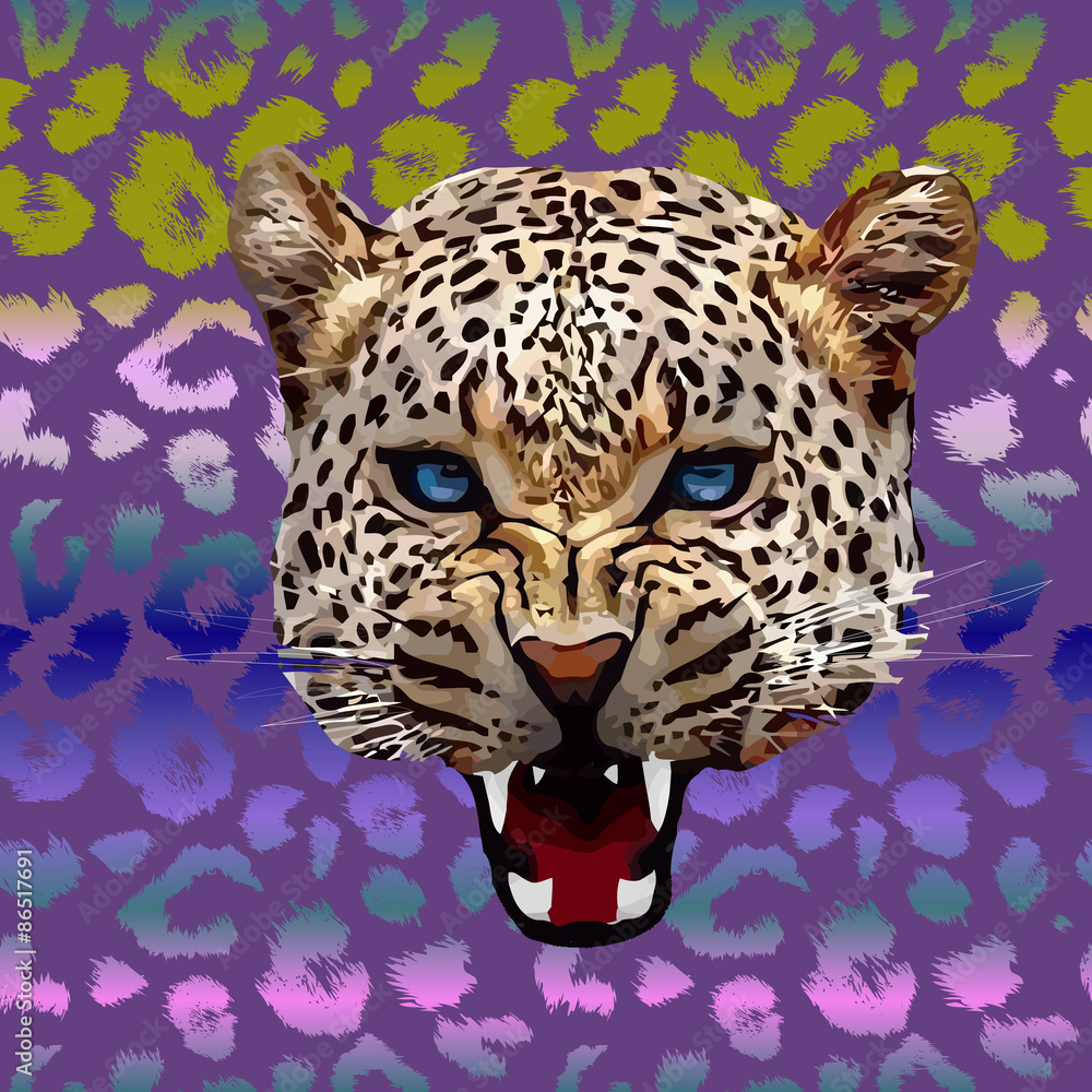 Poster leopard print pattern. repeating seamless vector animal