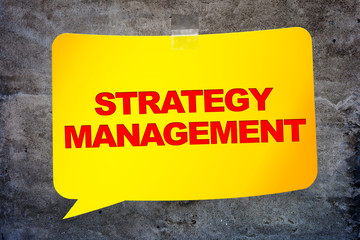 "Strategy management" in the yellow banner textural background.