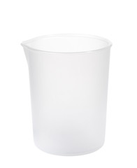 Plastic measuring cup isolated on white background
