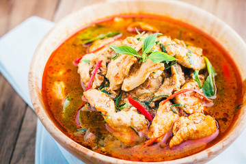Red pork coconut curry (Panaeng) : Delicious and famous Thailand food